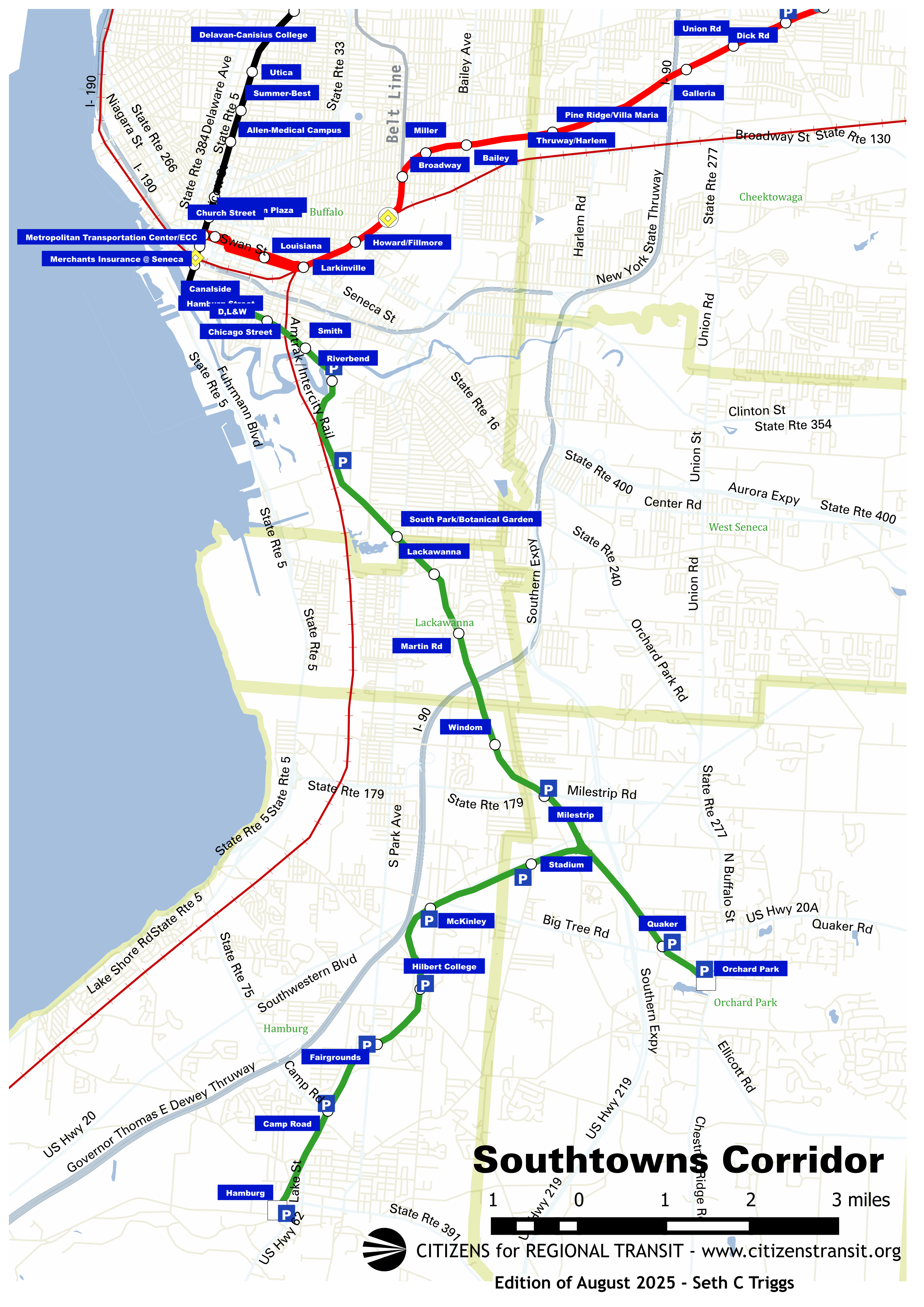Map of the Southtowns Extension